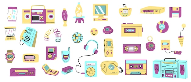 90s retro elements set or 80s or y2k elements retro style