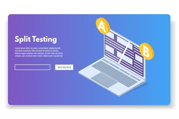 A-B comparison. Split testing isometric concept. Vector illustration.