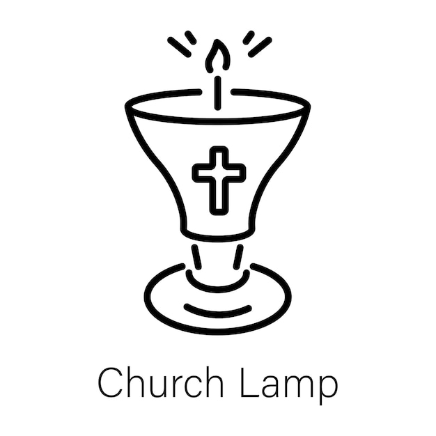 a black and white drawing of a lamp that says church lamp