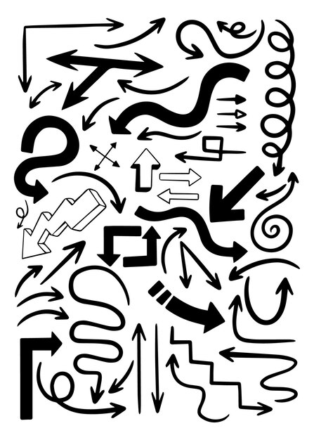 a black and white drawing of a number of arrows and numbers