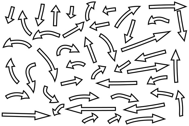a black and white drawing of arrows with arrows pointing to different directions