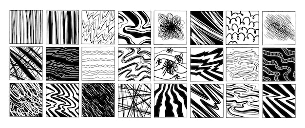 A black and white drawing of various patterns including one that says'black and white '