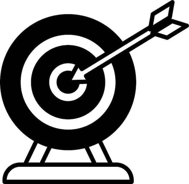 a black and white image of a target with an arrow pointing to it