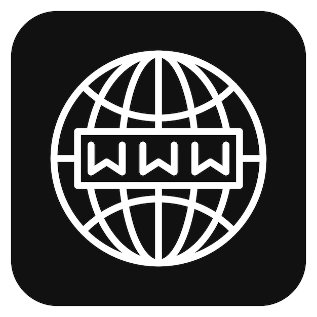 a black and white logo with a web icon on it