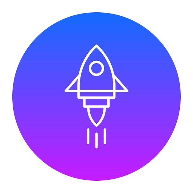 a blue and purple circle with a rocket on it