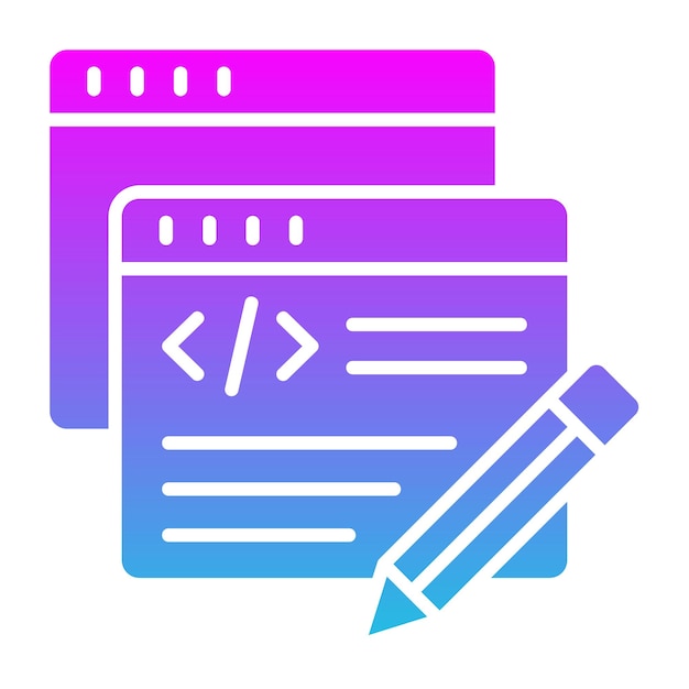 a blue and purple logo with a blue and purple pen