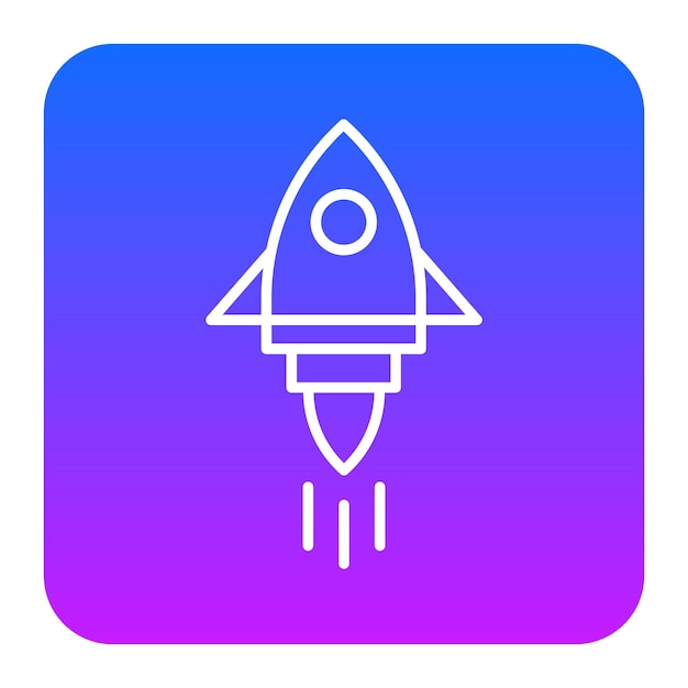 a blue and purple logo with a rocket on it