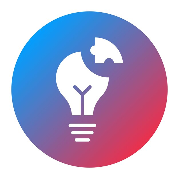 a blue and red circle with a light bulb and a person on it