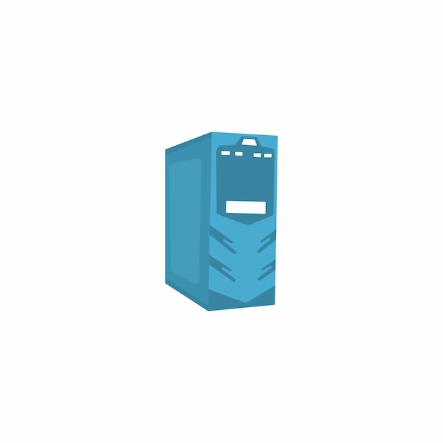 a blue box with a white face and a white background.