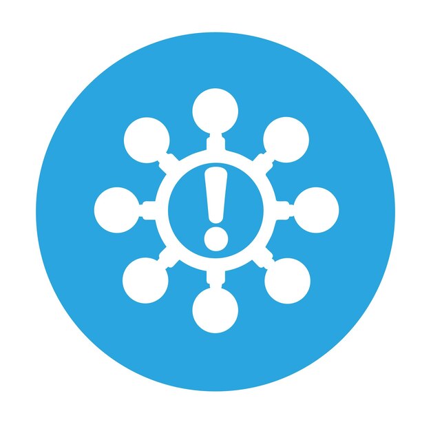 A blue circle with a large exclamation point on it.
