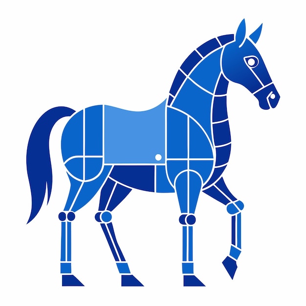 a blue horse with a blue mane and a blue mane