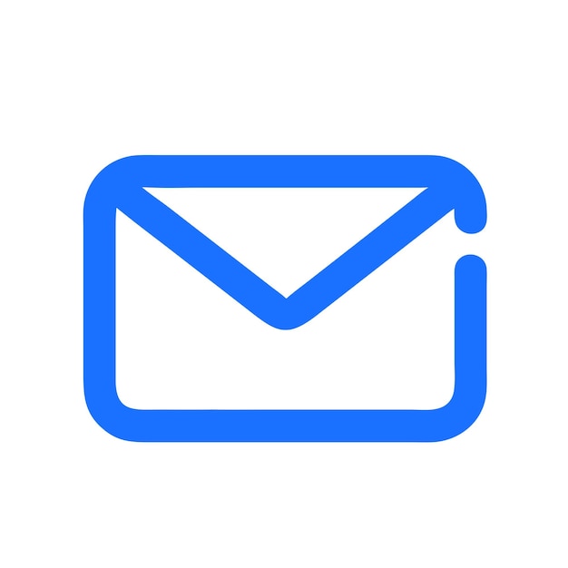 a blue letter is on a white background