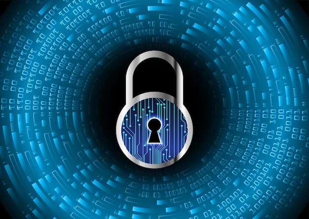 A blue padlock with the words " cybersecurity " on it.