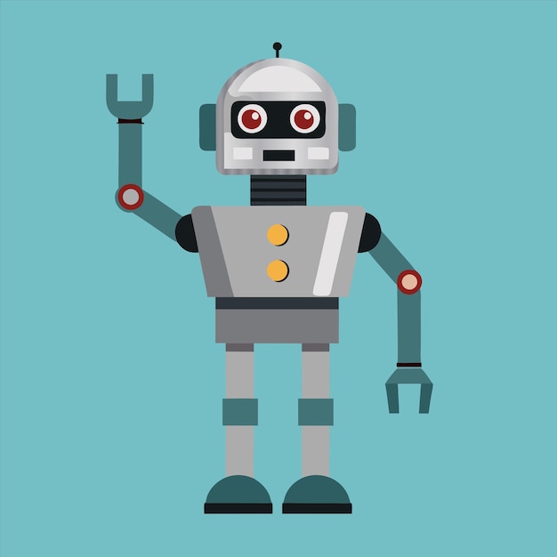 a cartoon of a robot with a blue background with a blue background