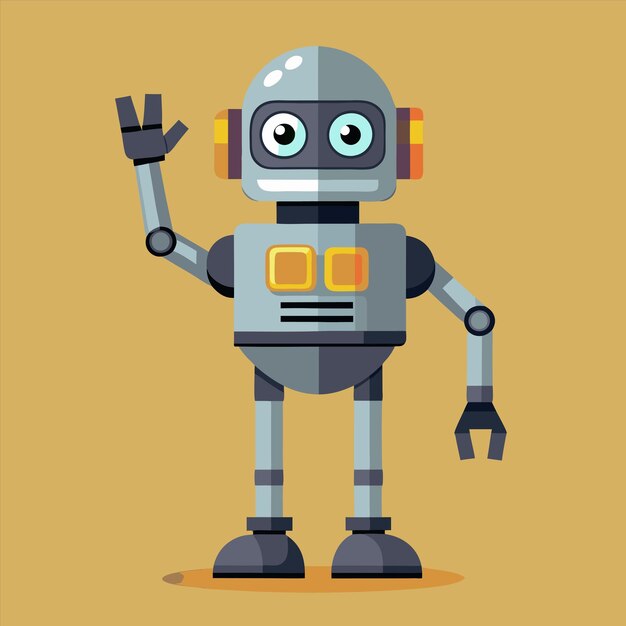 a cartoon of a robot with a hand in the air