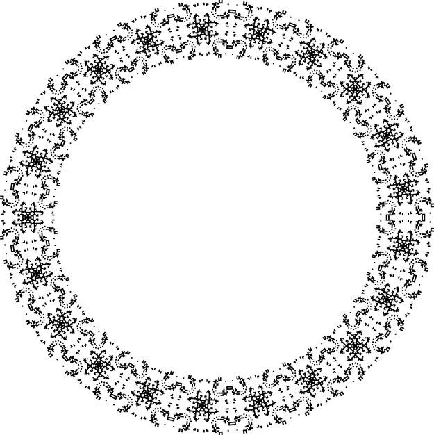 a circle of snowflakes is shown in black and white