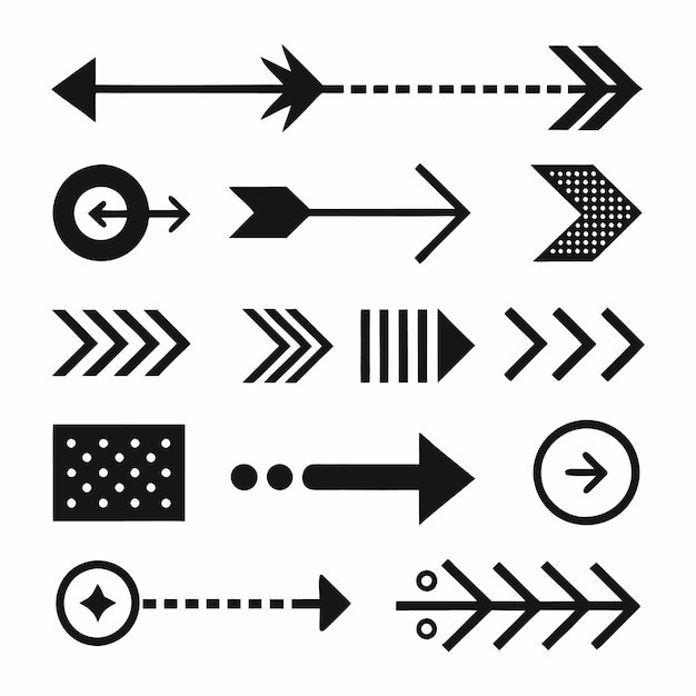 a collection of arrows and arrows with arrows pointing to different directions