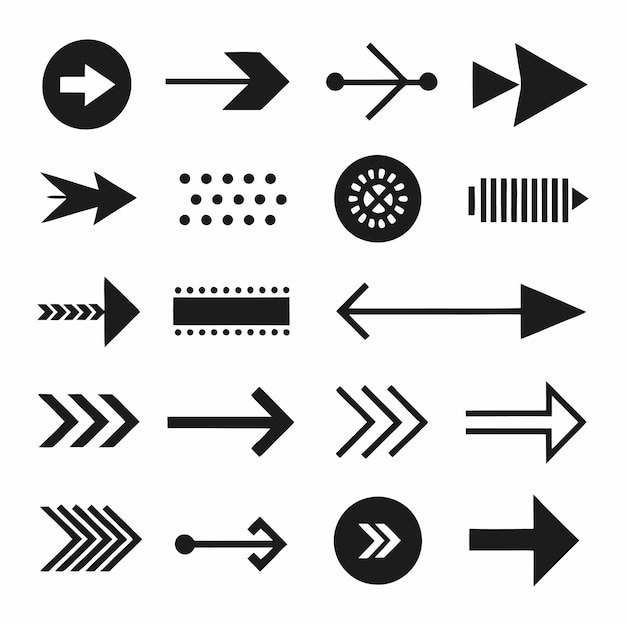 a collection of arrows with arrows pointing to different directions