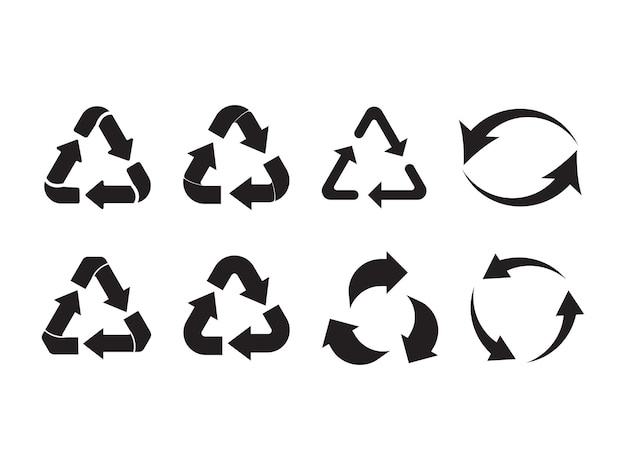 a collection of black recycling symbol Recycling arrow icons design