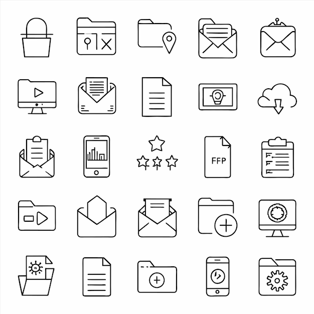 a collection of business icons including one of the icons for the letter u