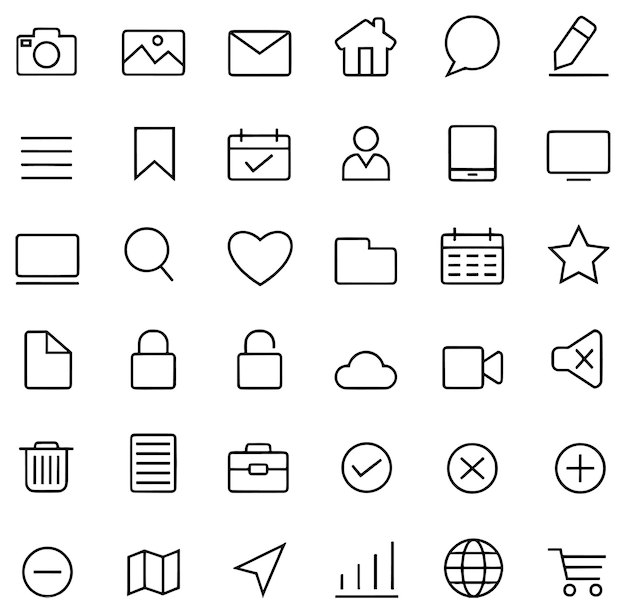 a collection of business icons including one that has the word home on it