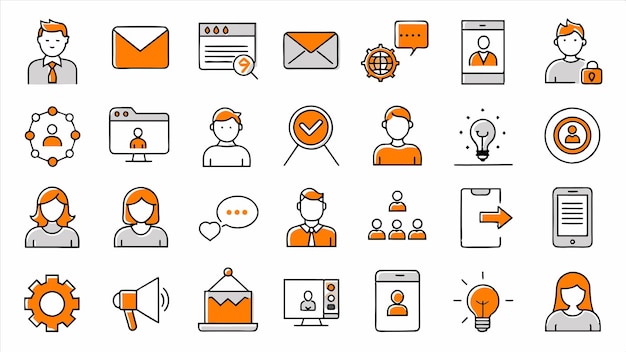 a collection of business icons including one that says  get