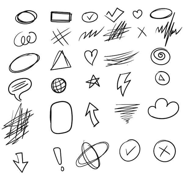 a collection of different objects scribble art
