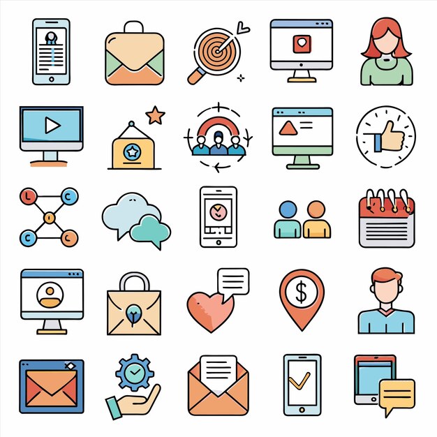 a collection of icons including a man and woman with a heart on the top