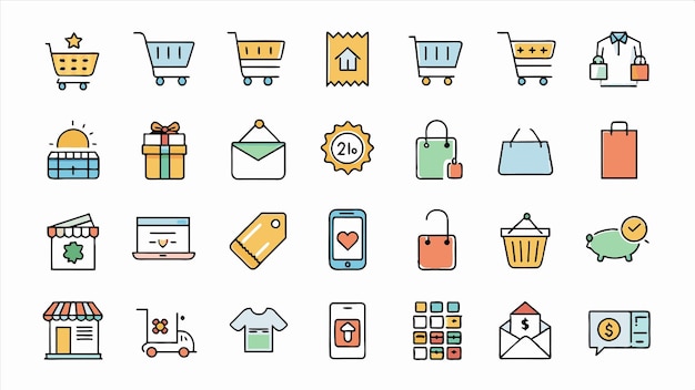 a collection of icons including a shopping cart a shopping cart and a shopping cart