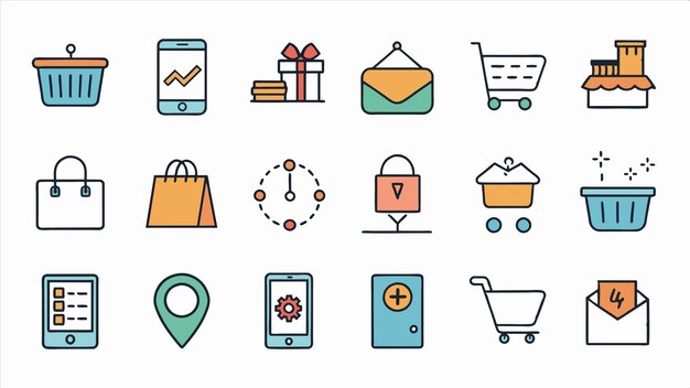 a collection of icons including a shopping cart a shopping cart and a shopping cart