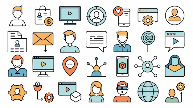 a collection of icons including a web page that says quot the website quot