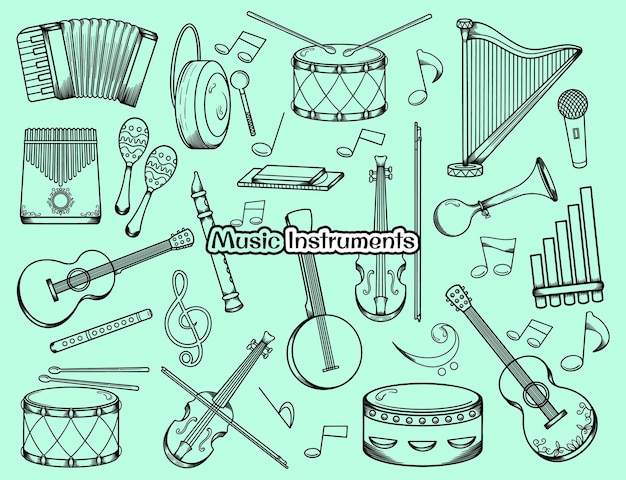 a collection of musical instruments and instruments including the musical instruments