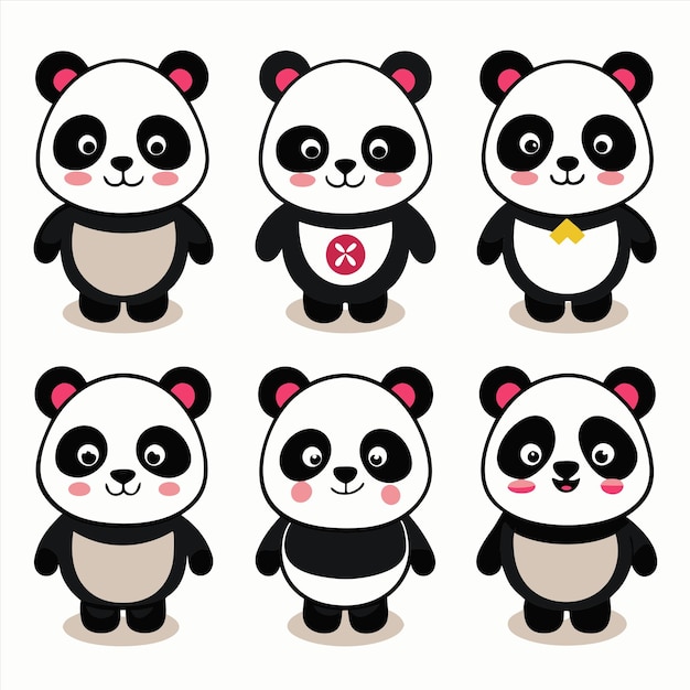 a collection of pandas including one with a no x on it