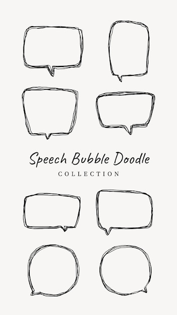 A collection of simple lines hand drawn speech bubbles in various shapes Set of simple of hand drawn speech bubbles in various sizes and shapes Set of simple lines hand drawn speech bubbles