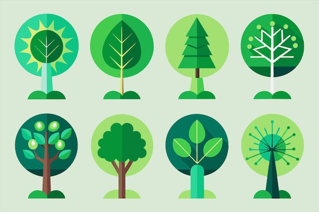 a collection of trees and shrubs with different colors