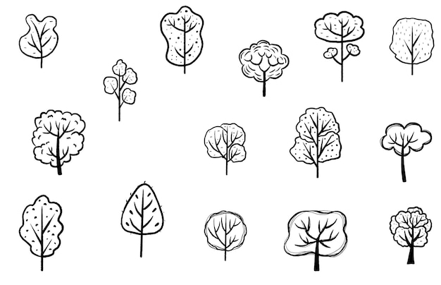 a collection of trees with leaves and the words trees