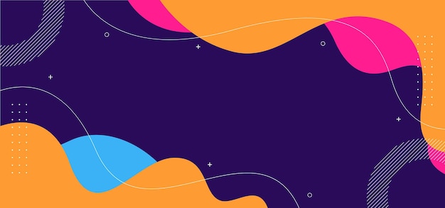 A colorful background with a purple wave and orange and blue swirls