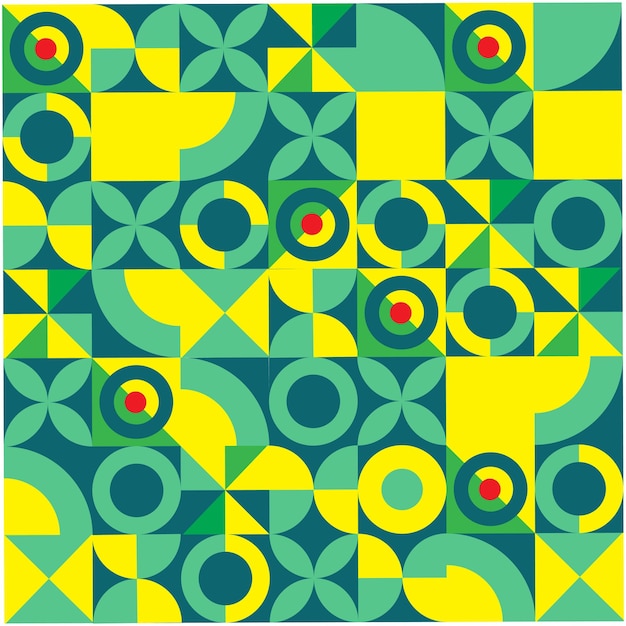 a colorful design with a yellow and green background