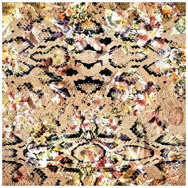 A colorful design with flowers on it and the word " l " on it.