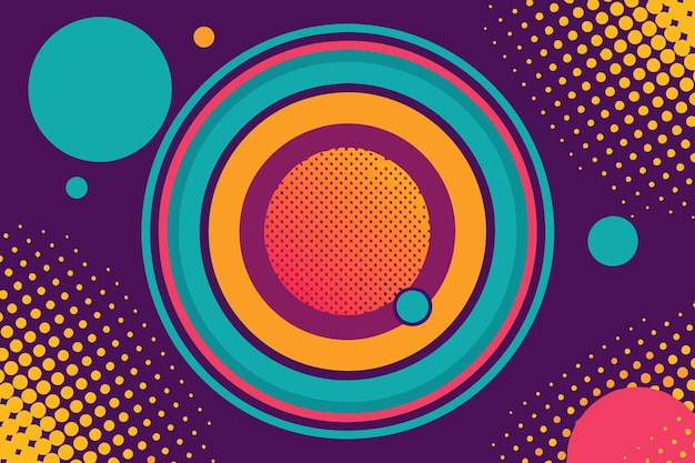 a colorful poster with a circle and a circle with a circle on it