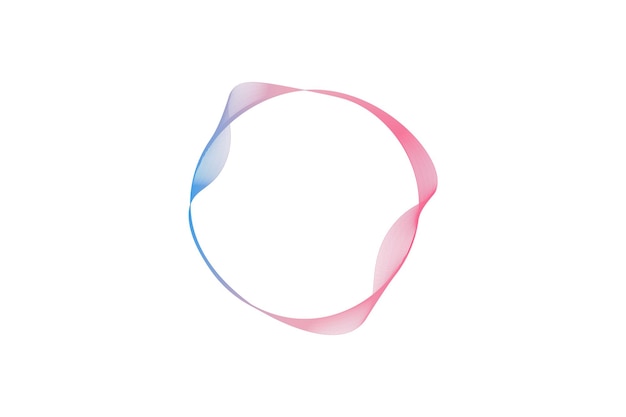 A colorful round frame featuring wavy lines