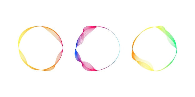 A colorful round frame featuring wavy lines