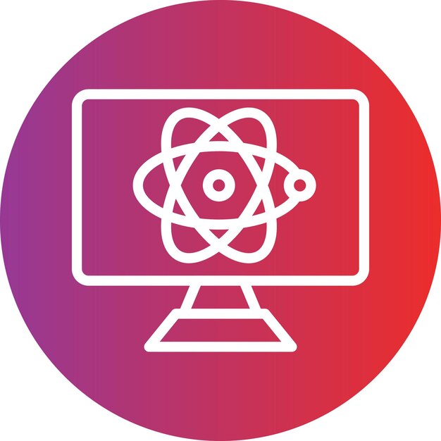 a computer monitor with a purple and pink background with a red and purple circle around the center