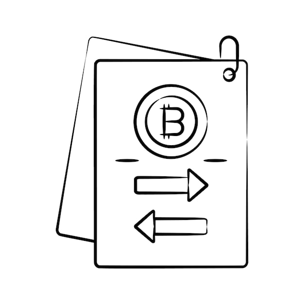 a customizable icon of bitcoin transfer is designed in hand drawn style