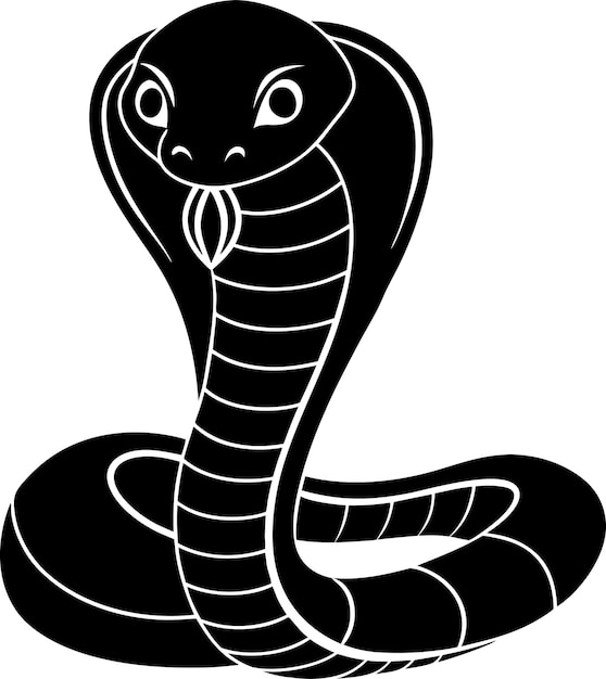 A cute baby Cobra silhouette illustration