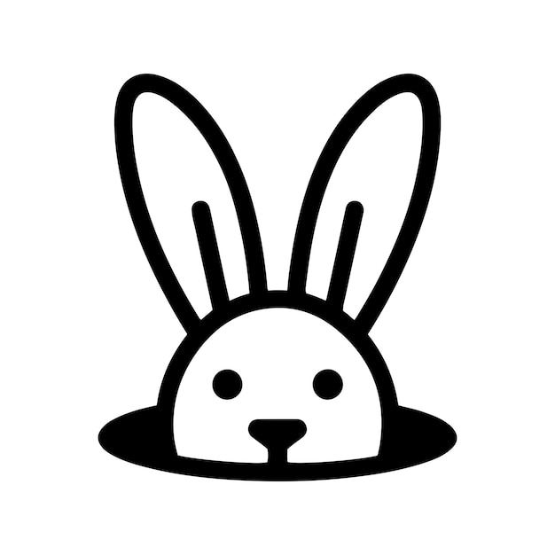 a cute bunny looks out of a hole rabbit for easter design cartoon ears on white background