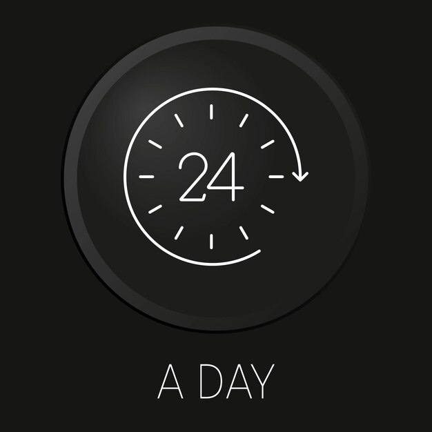 A day vector line icon on 3D button isolated on black background Premium Vector