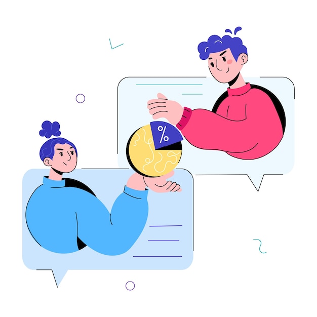 A doodle mini illustration depicting business discussion