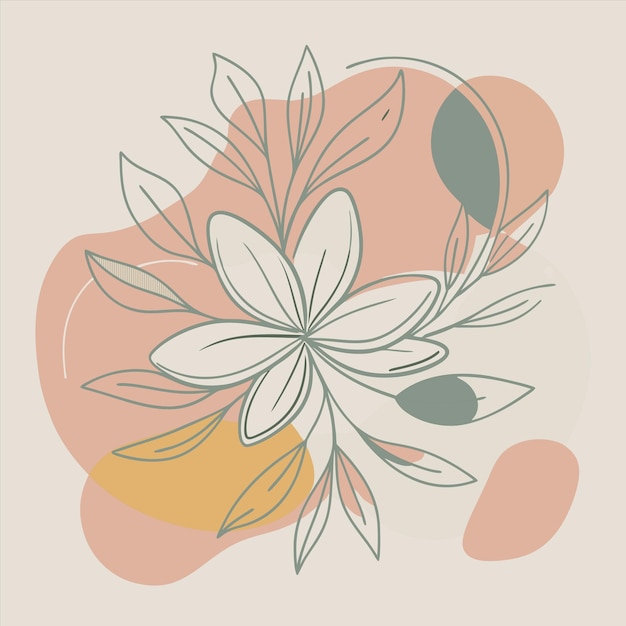 a drawing of a flower with a yellow flower on it