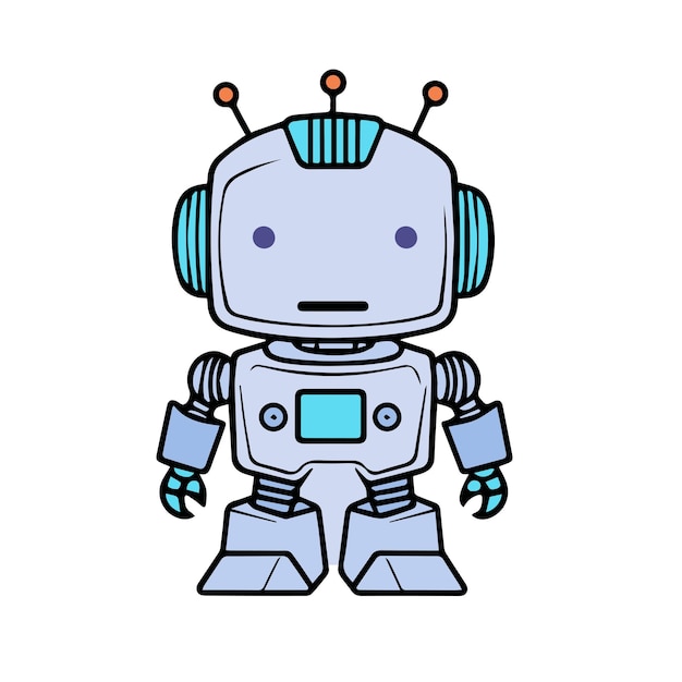 a drawing of a robot line color icon design